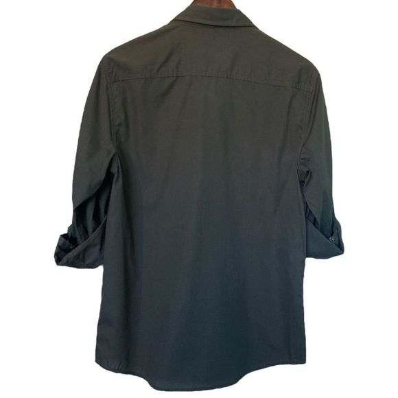 Men’s Olive Army Green Utility Military Shirt | Roll Tab Sleeves | Size Small - Picture 5 of 11